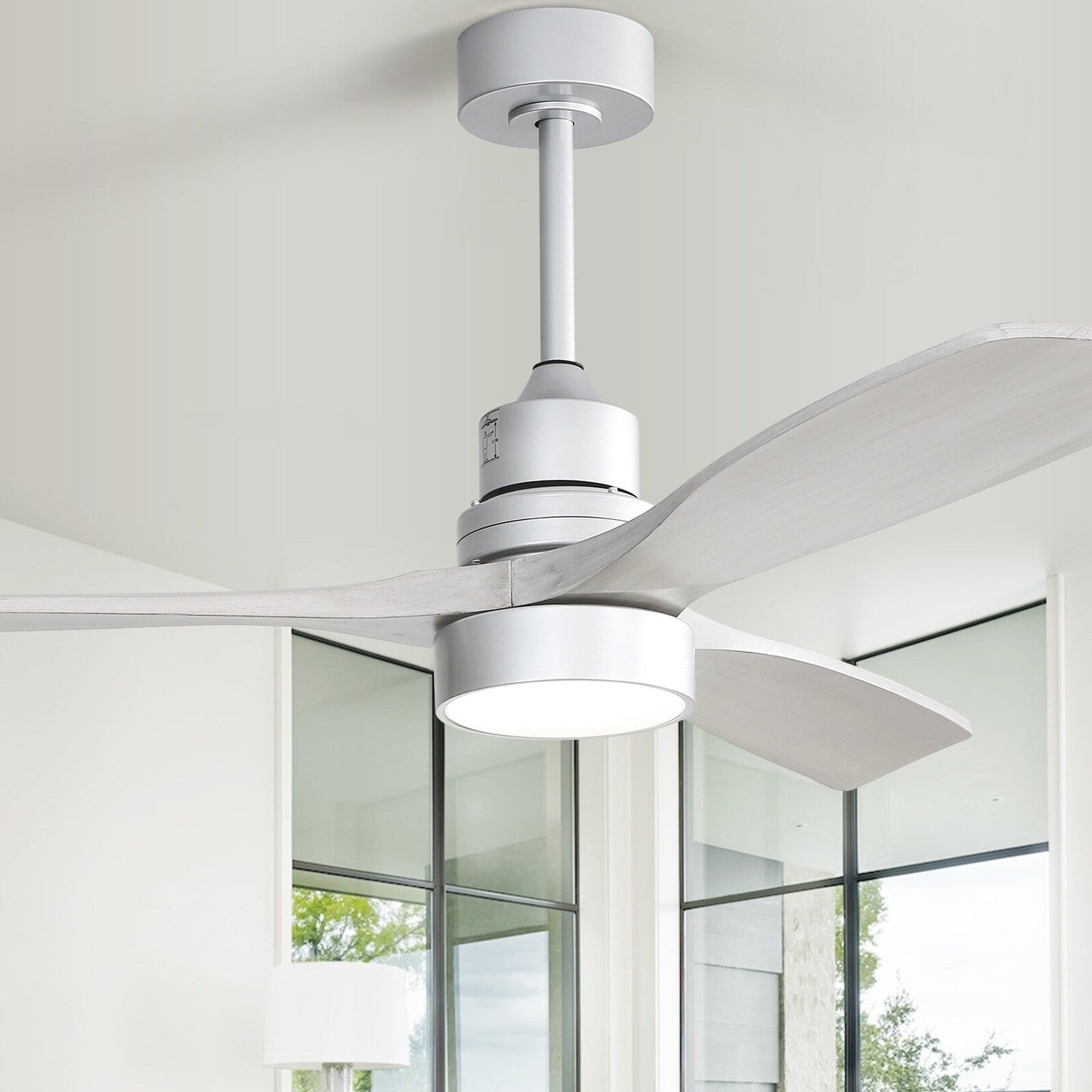 Ventilateur de plafond à LED intégré de 48 et 52 pouces avec lumière et télécommande, moteur à courant continu réversible.