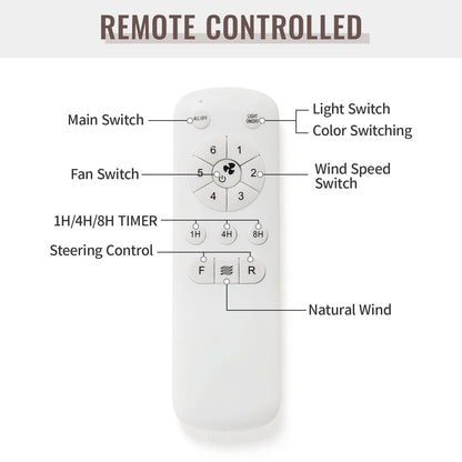Ventilateur de plafond à LED intégré de 48 et 52 pouces avec lumière et télécommande, moteur à courant continu réversible.