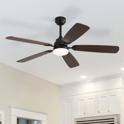 Ventilateur de plafond à LED intégré de 48 et 52 pouces avec lumière et télécommande, moteur à courant continu réversible.