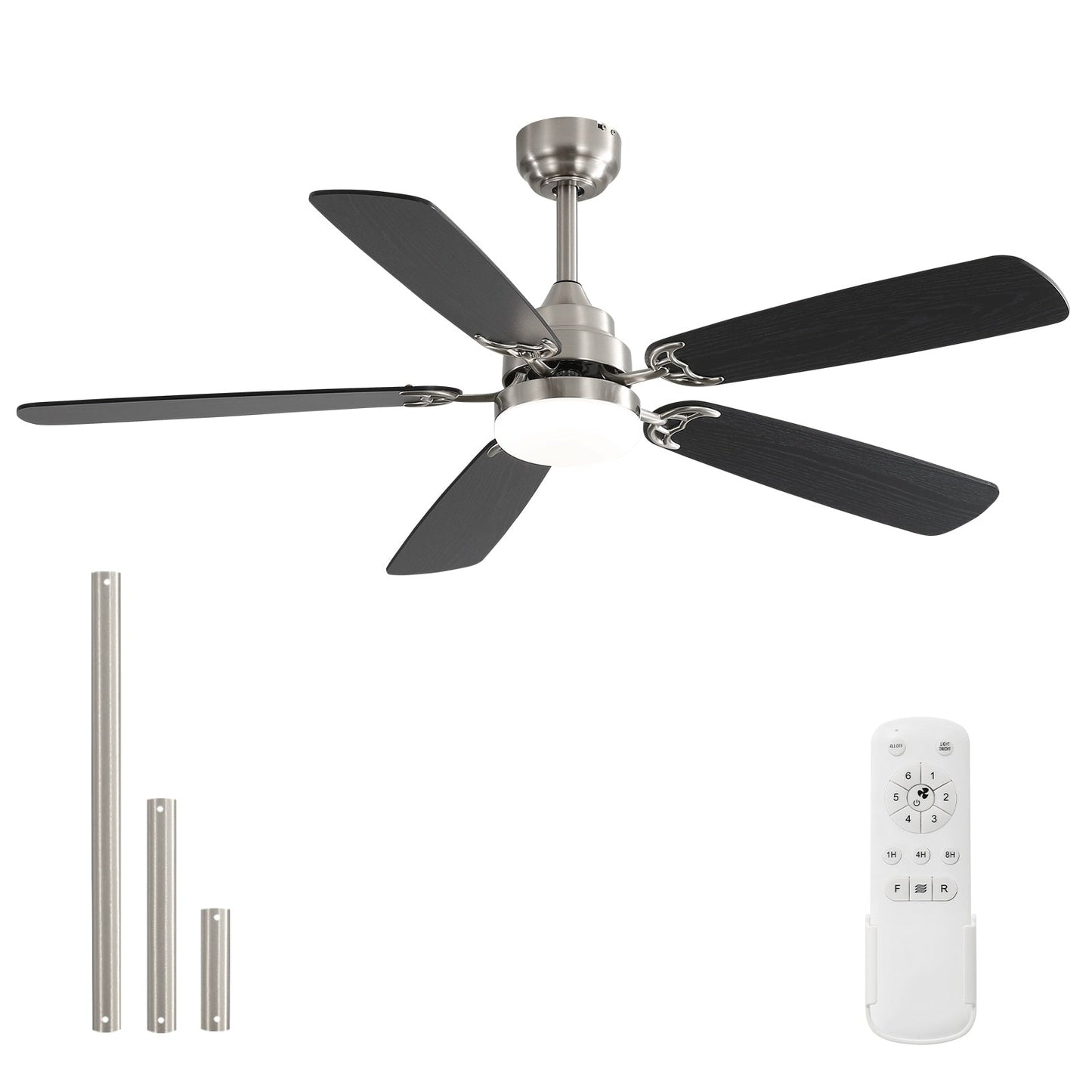 Ventilateur de plafond à LED intégré de 48 et 52 pouces avec lumière et télécommande, moteur à courant continu réversible.