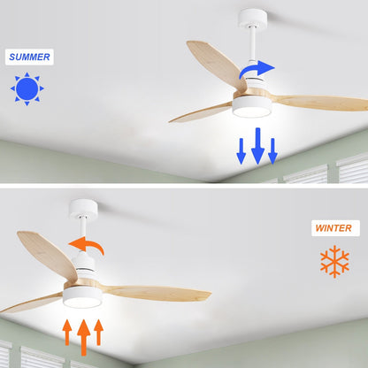 Ventilateur de plafond à LED intégré de 48 et 52 pouces avec lumière et télécommande, moteur à courant continu réversible.