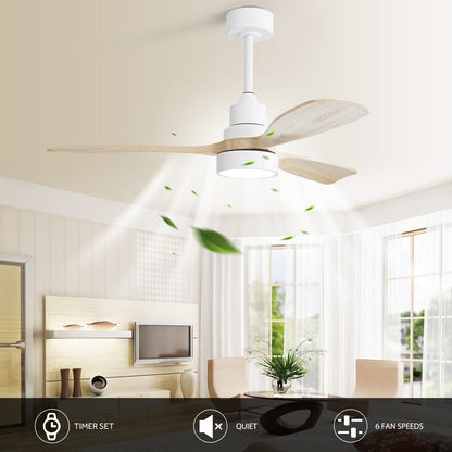 Ventilateur de plafond à LED intégré de 48 et 52 pouces avec lumière et télécommande, moteur à courant continu réversible.