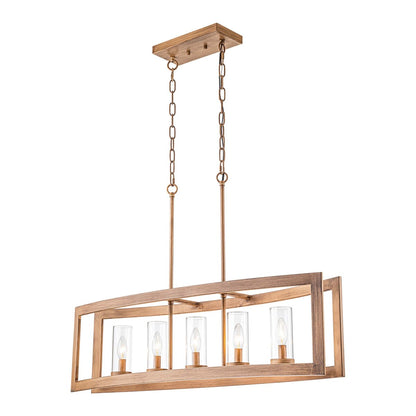 Suspension rectangulaire en verre vintage à 5 lumières, style industriel moderne du milieu du siècle, pour îlot de cuisine.