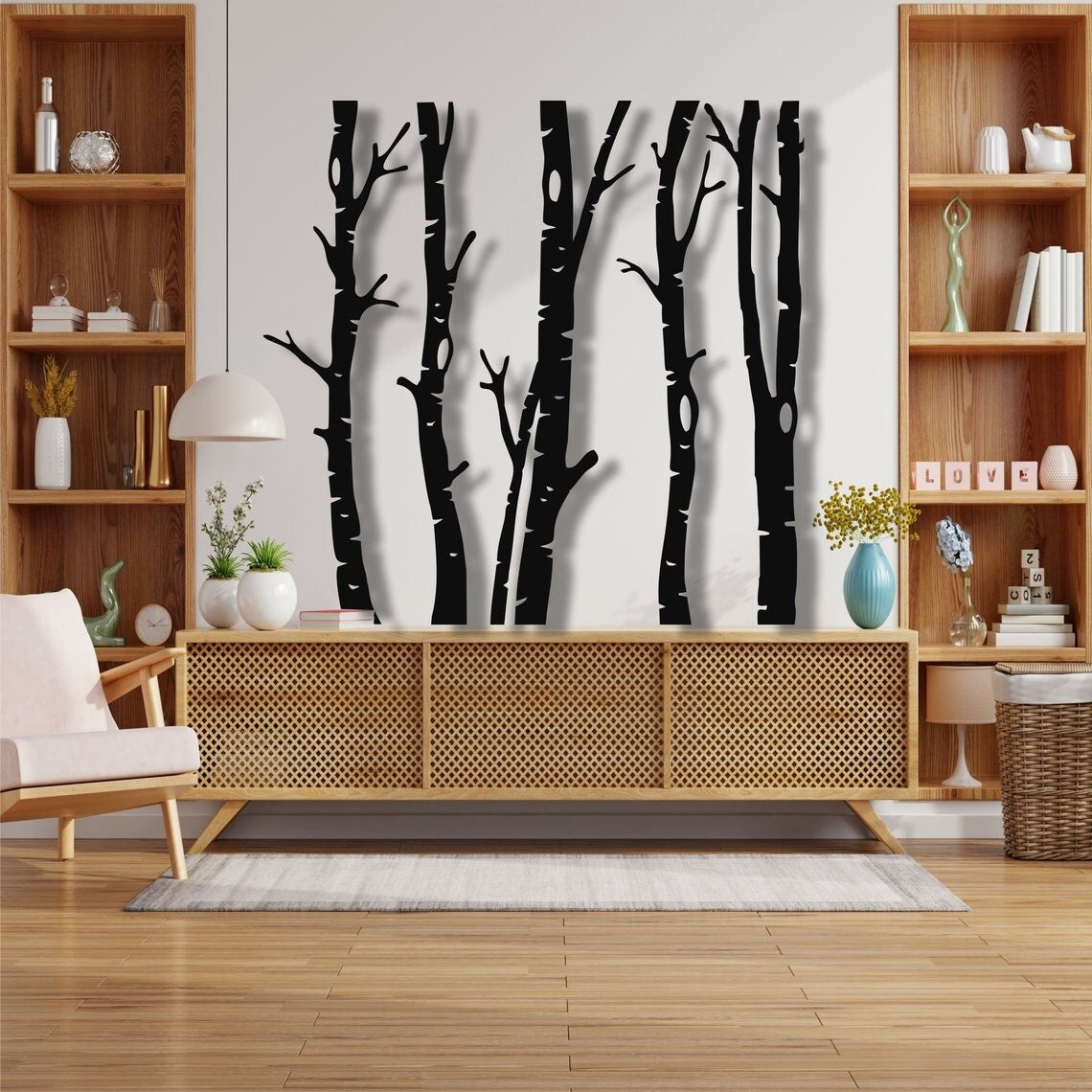 5 décorations murales métalliques en forme d'arbre sec pour l'intérieur et l'extérieur de la maison