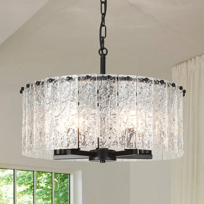 Luminaire suspendu moderne à 5 lumières en forme de tambour rond, luminaire semi-encastré classique, luminaire à suspendre pour îlot de cuisine et salle à manger