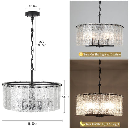 Luminaire suspendu moderne à 5 lumières en forme de tambour rond, luminaire semi-encastré classique, luminaire à suspendre pour îlot de cuisine et salle à manger