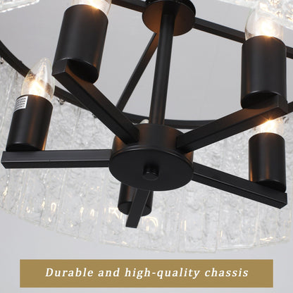 Luminaire suspendu moderne à 5 lumières en forme de tambour rond, luminaire semi-encastré classique, luminaire à suspendre pour îlot de cuisine et salle à manger