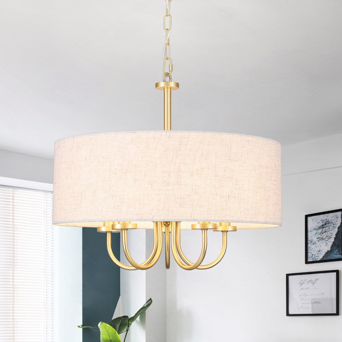 Suspension moderne à 5 lumières, à fixer au plafond, pour salle à manger, chambres à coucher et salon - N/A