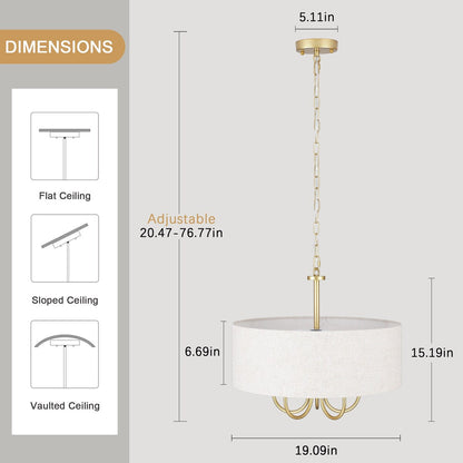 Suspension moderne à 5 lumières, à fixer au plafond, pour salle à manger, chambres à coucher et salon - N/A