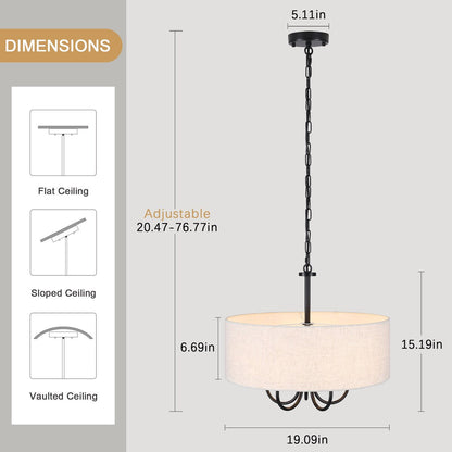 Suspension moderne à 5 lumières, à fixer au plafond, pour salle à manger, chambres à coucher et salon - N/A