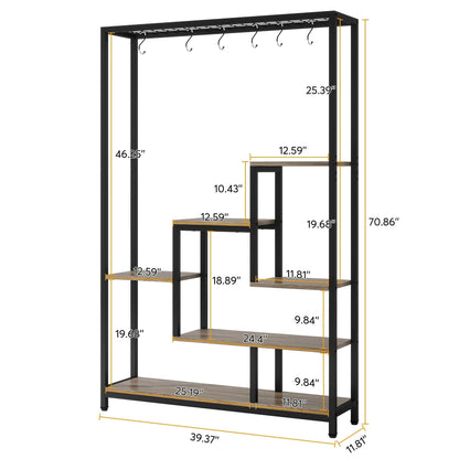 5-Tier Tall Indoor Plant Stand, 70.9 inches Plant Shelf with 10PC Hanging Hooks
