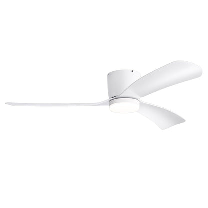 Ventilateur de plafond LED à montage encastré de 52 pouces noir/blanc avec éclairage et télécommande (3 pales)