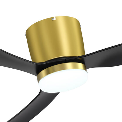 Ventilateur de plafond LED à montage encastré de 52 pouces noir/blanc avec éclairage et télécommande (3 pales)