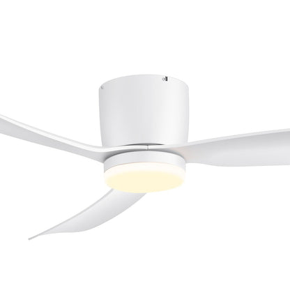 Ventilateur de plafond LED à montage encastré de 52 pouces noir/blanc avec éclairage et télécommande (3 pales)