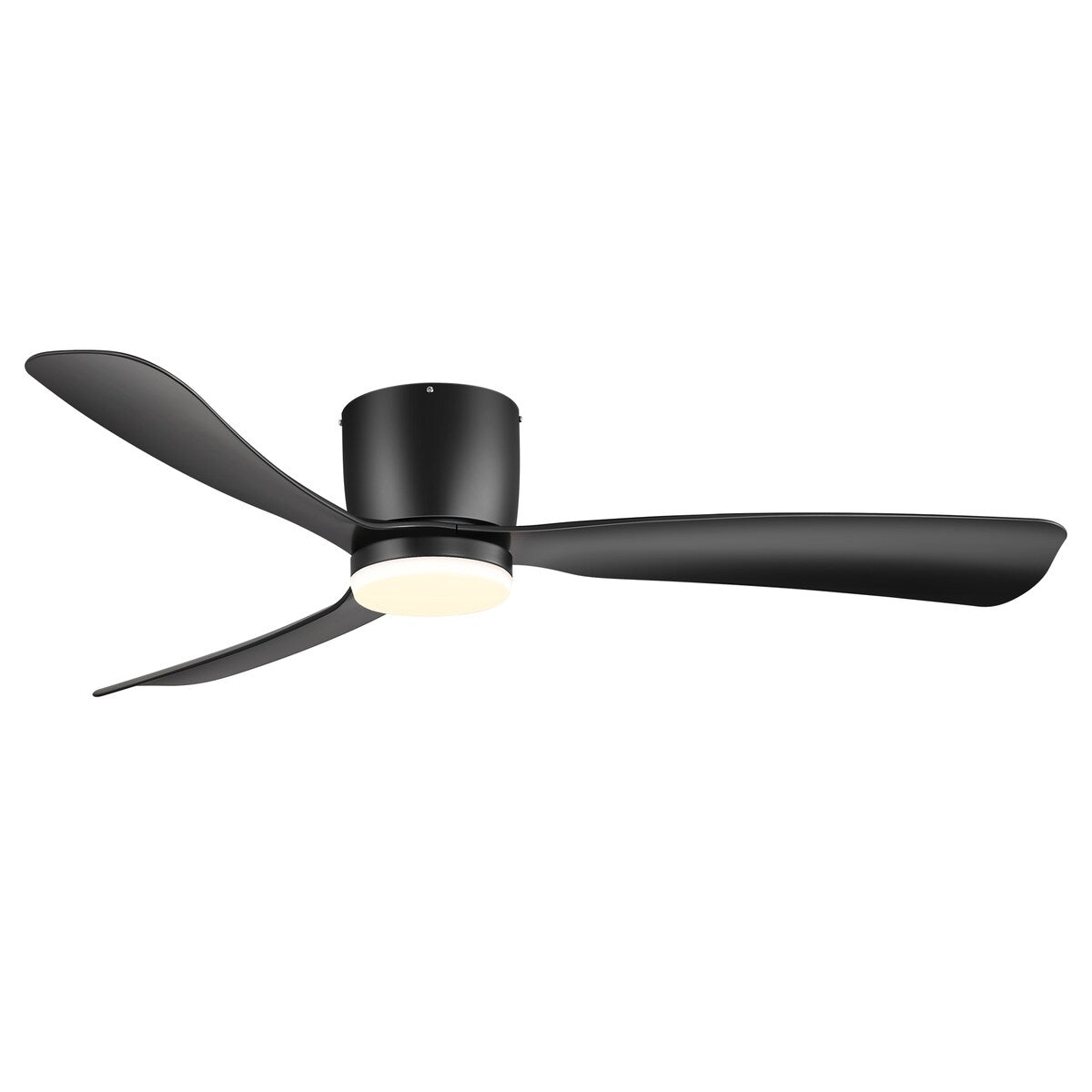 Ventilateur de plafond LED à montage encastré de 52 pouces noir/blanc avec éclairage et télécommande (3 pales)