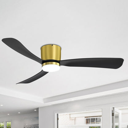 Ventilateur de plafond LED à montage encastré de 52 pouces noir/blanc avec éclairage et télécommande (3 pales)