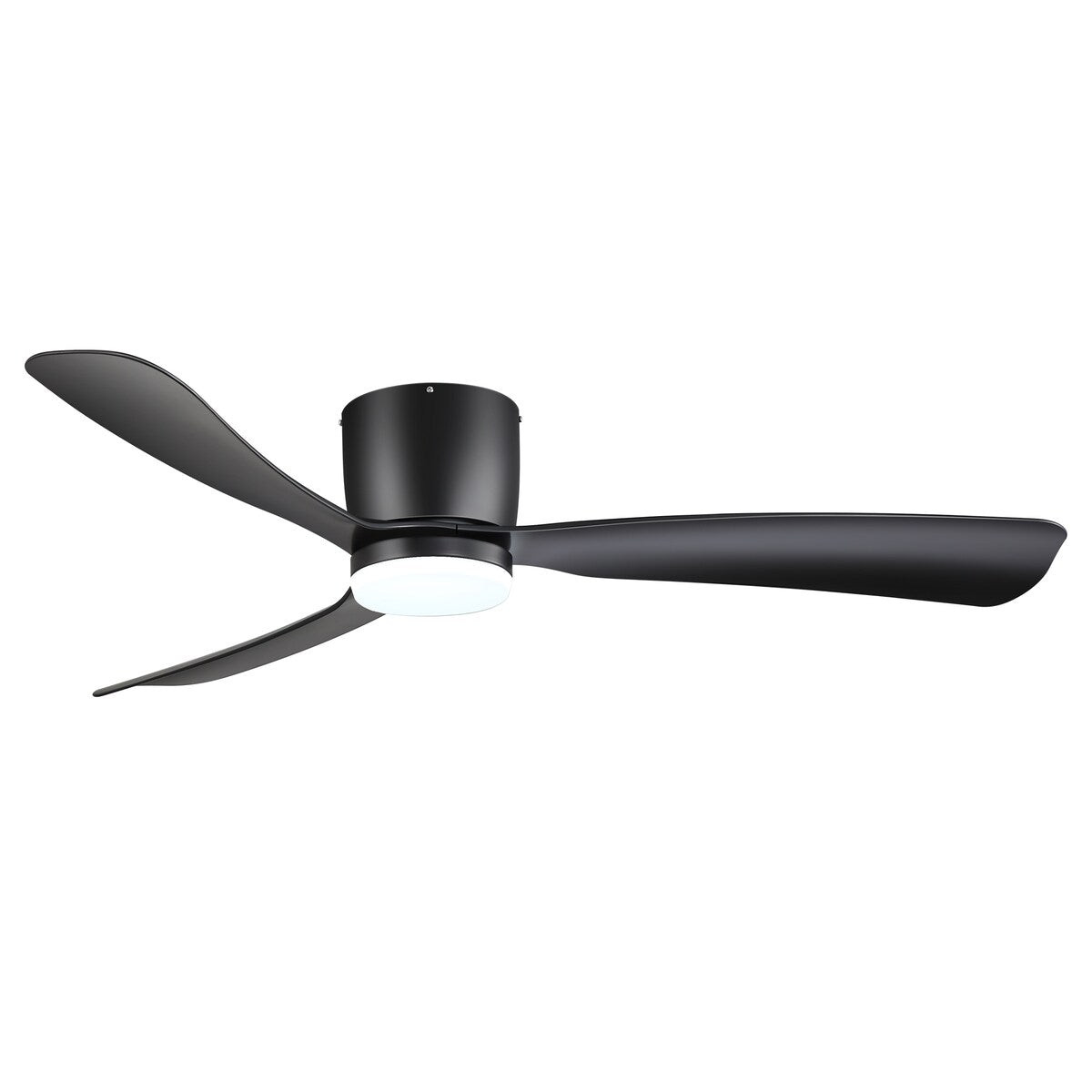Ventilateur de plafond LED à montage encastré de 52 pouces noir/blanc avec éclairage et télécommande (3 pales)