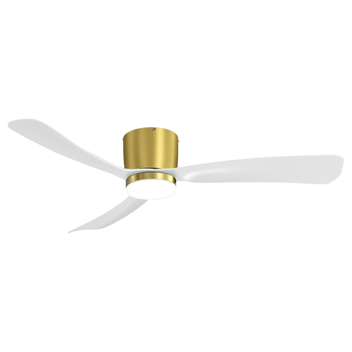 Ventilateur de plafond LED à montage encastré de 52 pouces noir/blanc avec éclairage et télécommande (3 pales)