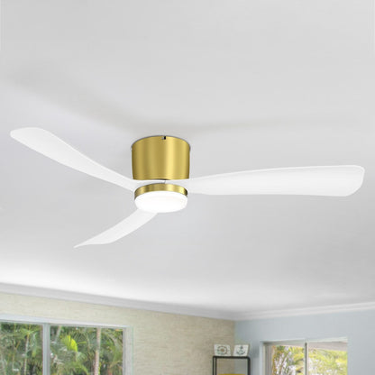 Ventilateur de plafond LED à montage encastré de 52 pouces noir/blanc avec éclairage et télécommande (3 pales)