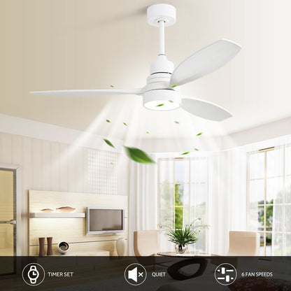 Ventilateur de plafond à LED intégré de 48 et 52 pouces avec lumière et télécommande, moteur à courant continu réversible.