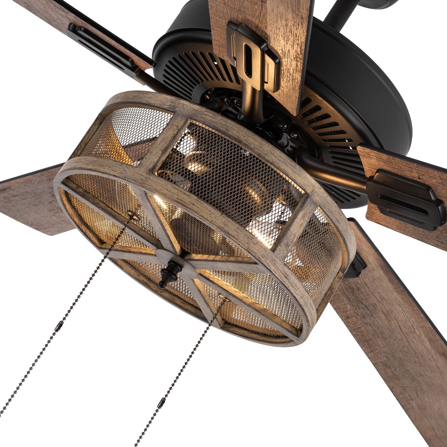 Ventilateur de plafond LED à 52 pales, style loft, métal brossé, style farmhouse