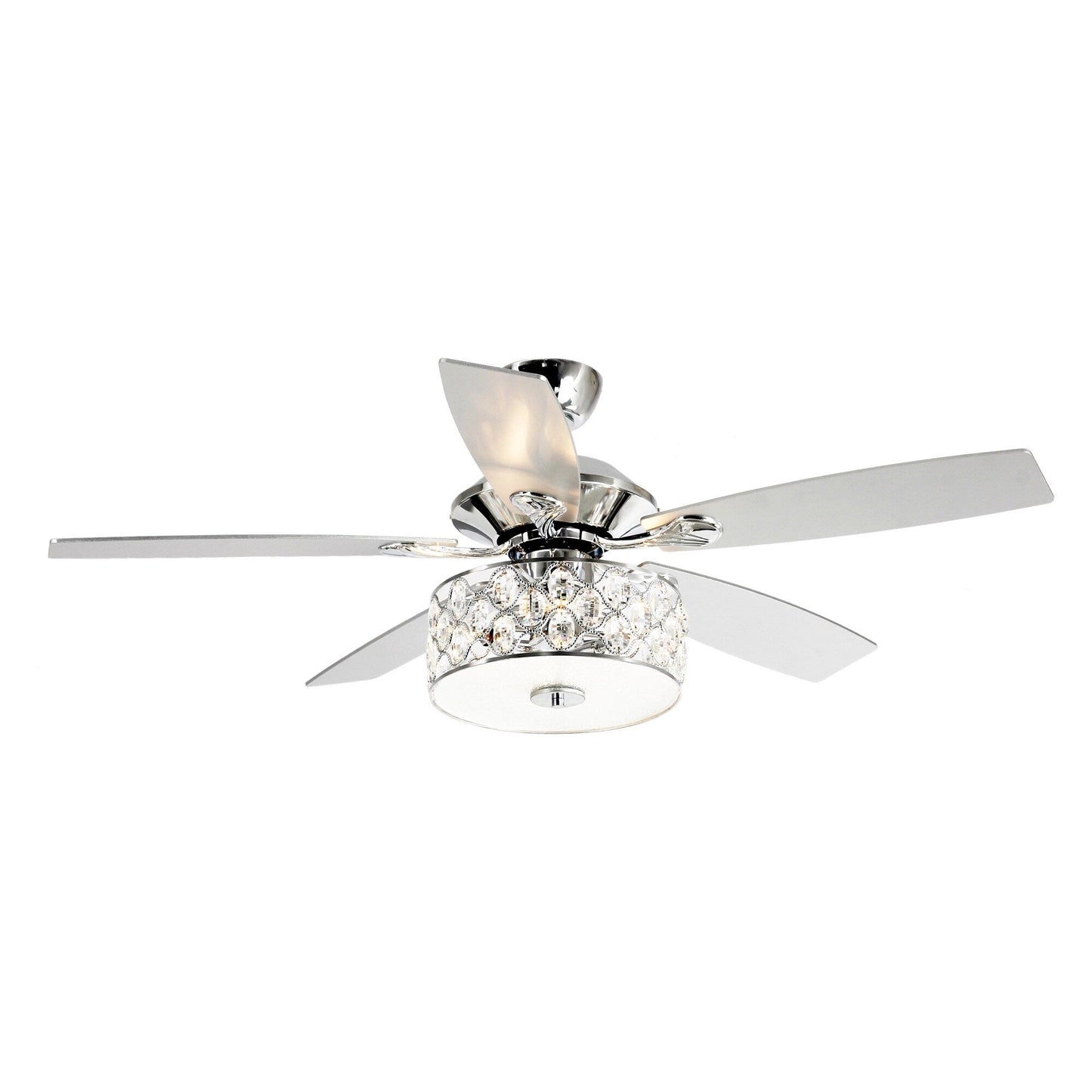 Luminaire suspendu moderne à 52 branches et 4 lumières, avec ventilateur de plafond à cristaux et télécommande.