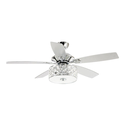 Luminaire suspendu moderne à 52 branches et 4 lumières, avec ventilateur de plafond à cristaux et télécommande.