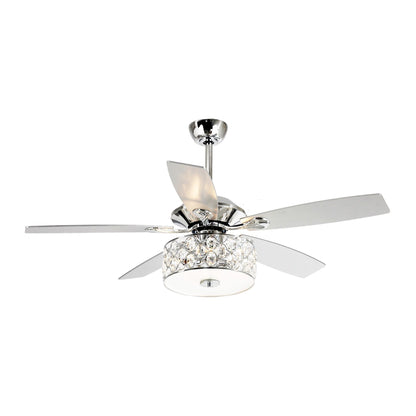 Luminaire suspendu moderne à 52 branches et 4 lumières, avec ventilateur de plafond à cristaux et télécommande.