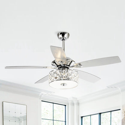 Luminaire suspendu moderne à 52 branches et 4 lumières, avec ventilateur de plafond à cristaux et télécommande.