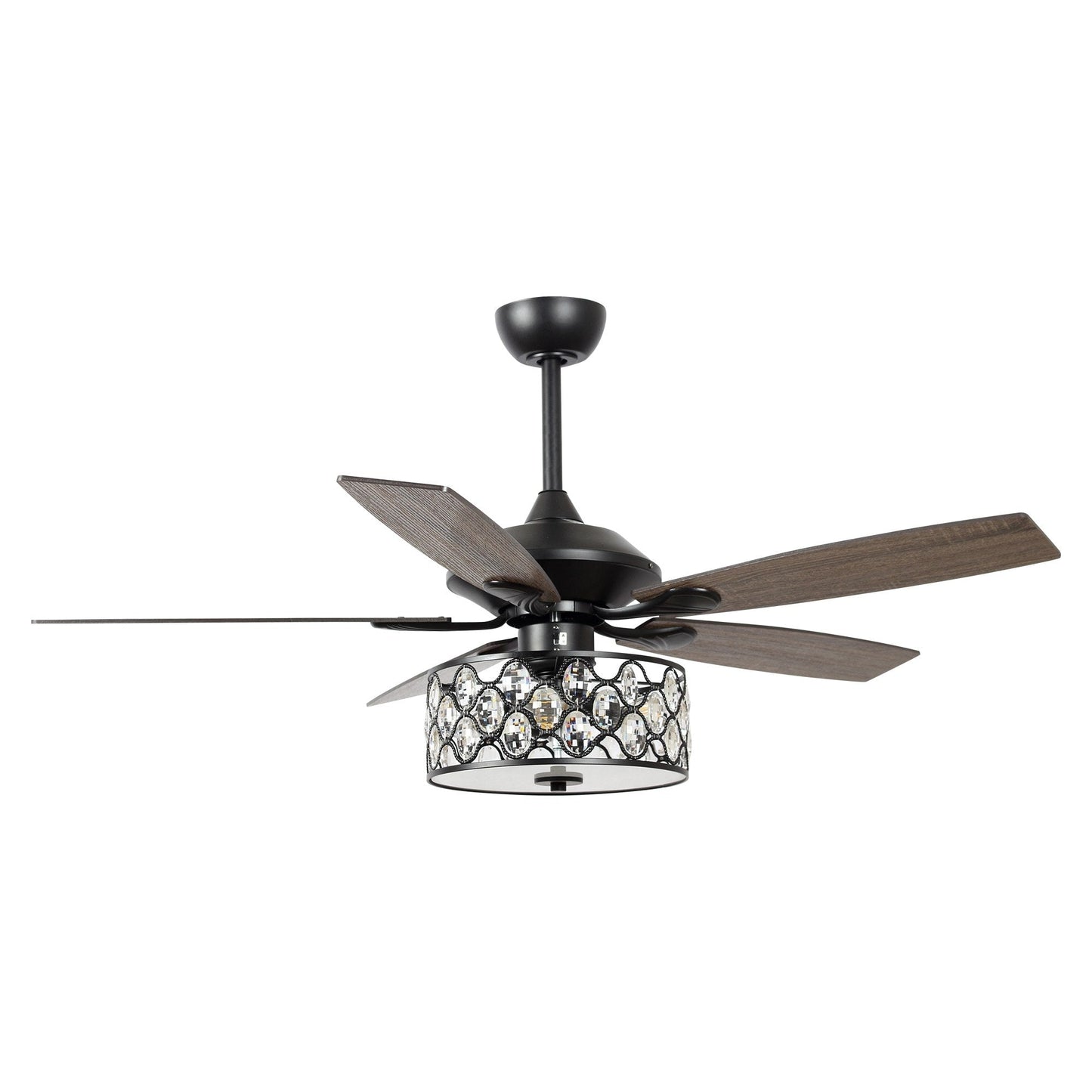 Luminaire suspendu moderne à 52 branches et 4 lumières, avec ventilateur de plafond à cristaux et télécommande.