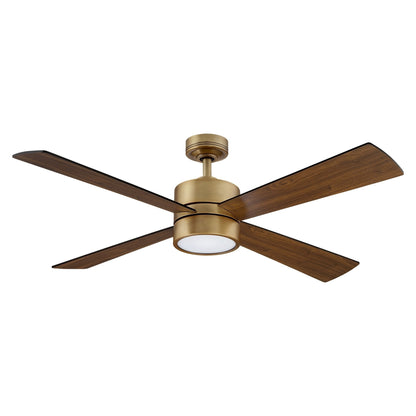 Ventilateur de plafond intérieur à 4 pales en bois laiton antique avec éclairage et télécommande