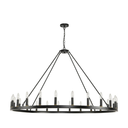 Luminaire à 24 lumières en forme de roue de chariot ronde de 54 pouces