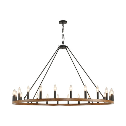 Luminaire à 24 lumières en forme de roue de chariot ronde de 54 pouces