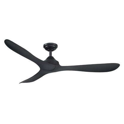 Ventilateur de plafond à courant continu à 3 pales, noir moderne, 56 pouces, avec télécommande.