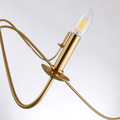 Luminaire minimaliste à 6 lumières de 64 pouces en noir mat / doré / chrome - N/A