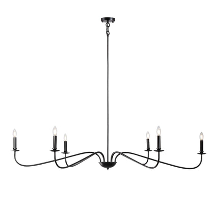 Luminaire minimaliste à 6 lumières de 64 pouces en noir mat / doré / chrome - N/A