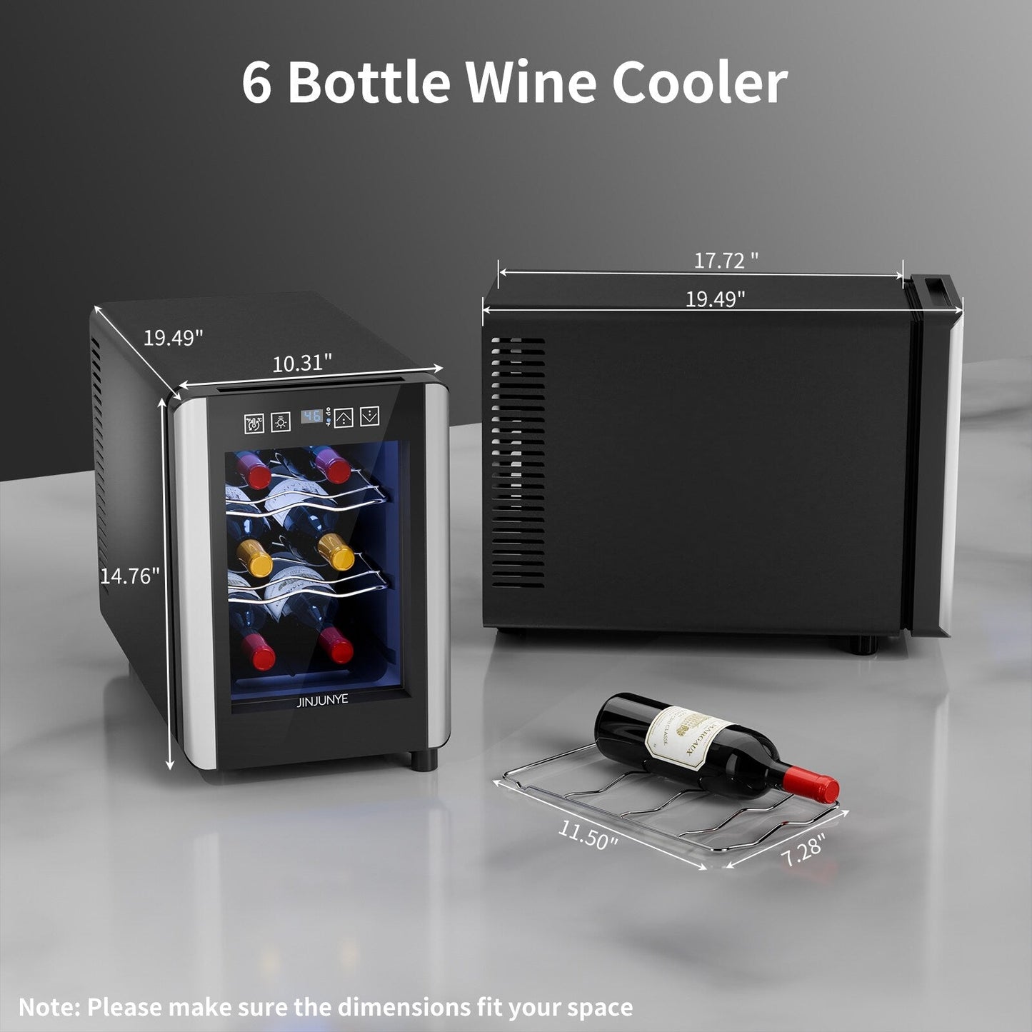 Cave à vin réfrigérante 6 bouteilles (46-66°F), mini-réfrigérateur à boissons indépendant pour l'été, cave à vin avec contrôle de température.