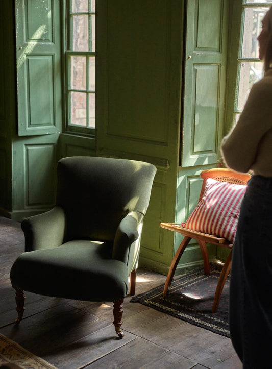 Fauteuil Finley, velours olive foncé