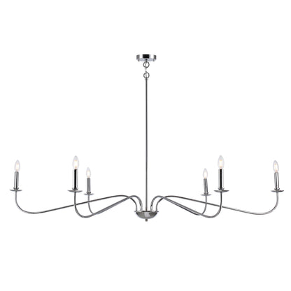 Luminaire minimaliste à 6 lumières de 64 pouces en noir mat / doré / chrome - N/A
