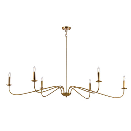 Luminaire minimaliste à 6 lumières de 64 pouces en noir mat / doré / chrome - N/A