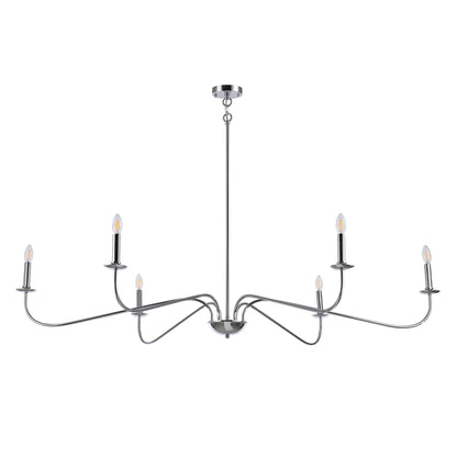 Luminaire minimaliste à 6 lumières de 64 pouces en noir mat / doré / chrome - N/A