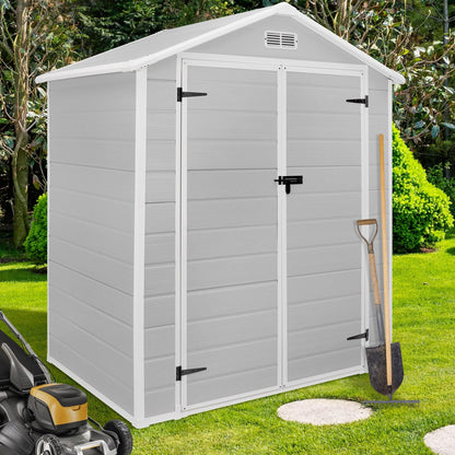 Abri de jardin en résine pour extérieur, résistant aux intempéries, avec plancher, modèle Spire Tool Shed, dimensions : 6 pi x 4 pi / 6 pi x 8 pi / 8 pi x 6 pi / 8 pi x 10 pi