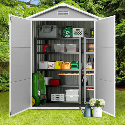 Abri de jardin en résine pour extérieur, résistant aux intempéries, avec plancher, modèle Spire Tool Shed, dimensions : 6 pi x 4 pi / 6 pi x 8 pi / 8 pi x 6 pi / 8 pi x 10 pi