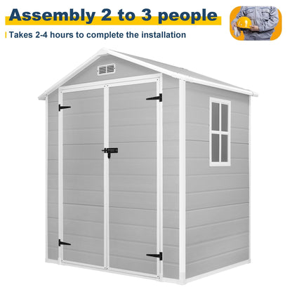 Abri de jardin en résine pour extérieur, résistant aux intempéries, avec plancher, modèle Spire Tool Shed, dimensions : 6 pi x 4 pi / 6 pi x 8 pi / 8 pi x 6 pi / 8 pi x 10 pi