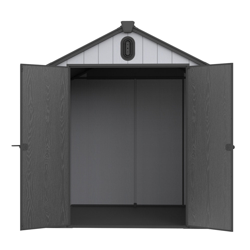 Abri de jardin en résine pour extérieur, résistant aux intempéries, avec plancher, modèle Spire Tool Shed, dimensions : 6 pi x 4 pi / 6 pi x 8 pi / 8 pi x 6 pi / 8 pi x 10 pi