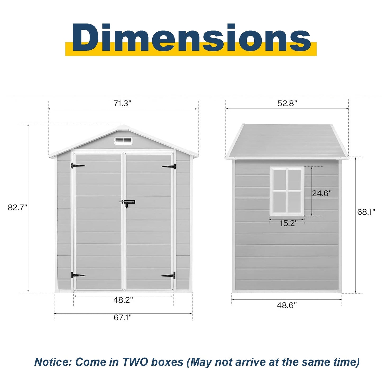 Abri de jardin en résine pour extérieur, résistant aux intempéries, avec plancher, modèle Spire Tool Shed, dimensions : 6 pi x 4 pi / 6 pi x 8 pi / 8 pi x 6 pi / 8 pi x 10 pi
