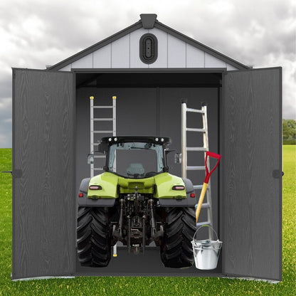 Abri de jardin en résine pour extérieur, résistant aux intempéries, avec plancher, modèle Spire Tool Shed, dimensions : 6 pi x 4 pi / 6 pi x 8 pi / 8 pi x 6 pi / 8 pi x 10 pi