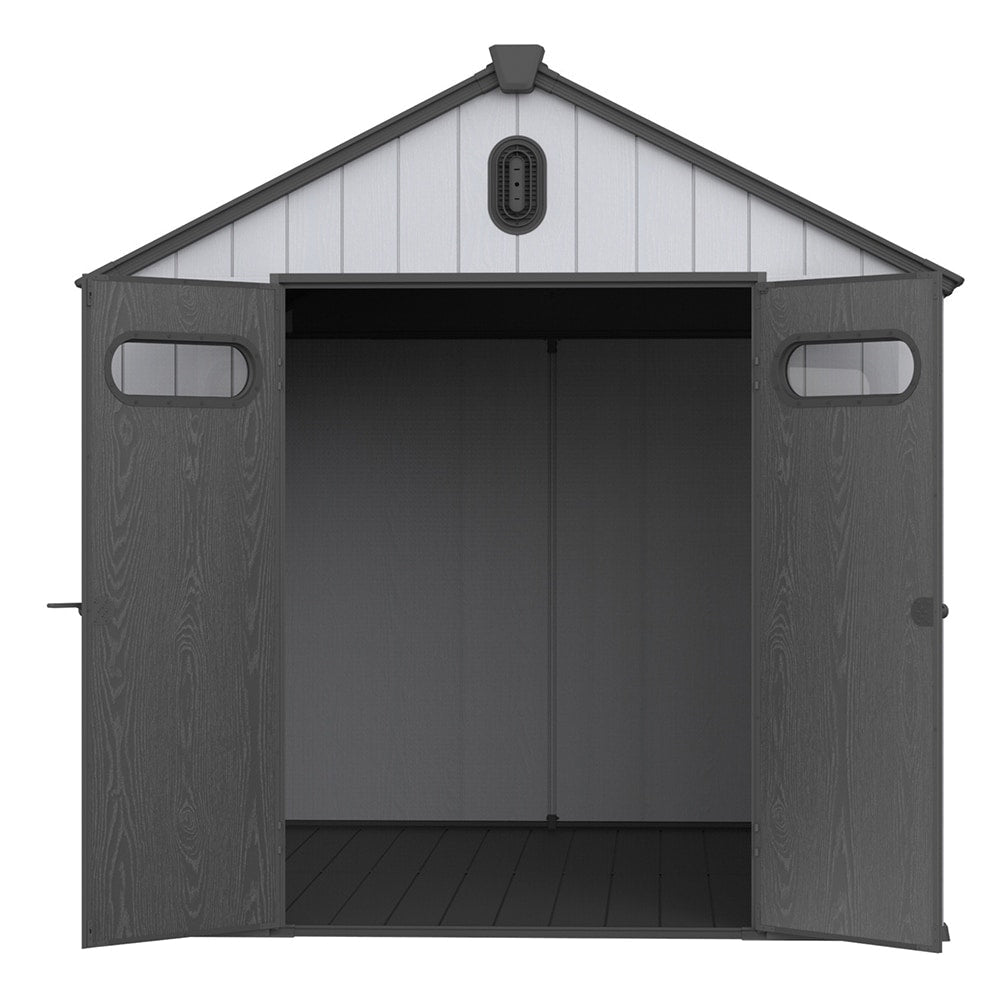Abri de jardin en résine pour extérieur, résistant aux intempéries, avec plancher, modèle Spire Tool Shed, dimensions : 6 pi x 4 pi / 6 pi x 8 pi / 8 pi x 6 pi / 8 pi x 10 pi