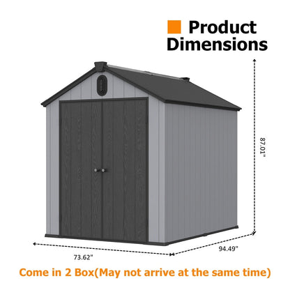 Abri de jardin en résine pour extérieur, résistant aux intempéries, avec plancher, modèle Spire Tool Shed, dimensions : 6 pi x 4 pi / 6 pi x 8 pi / 8 pi x 6 pi / 8 pi x 10 pi