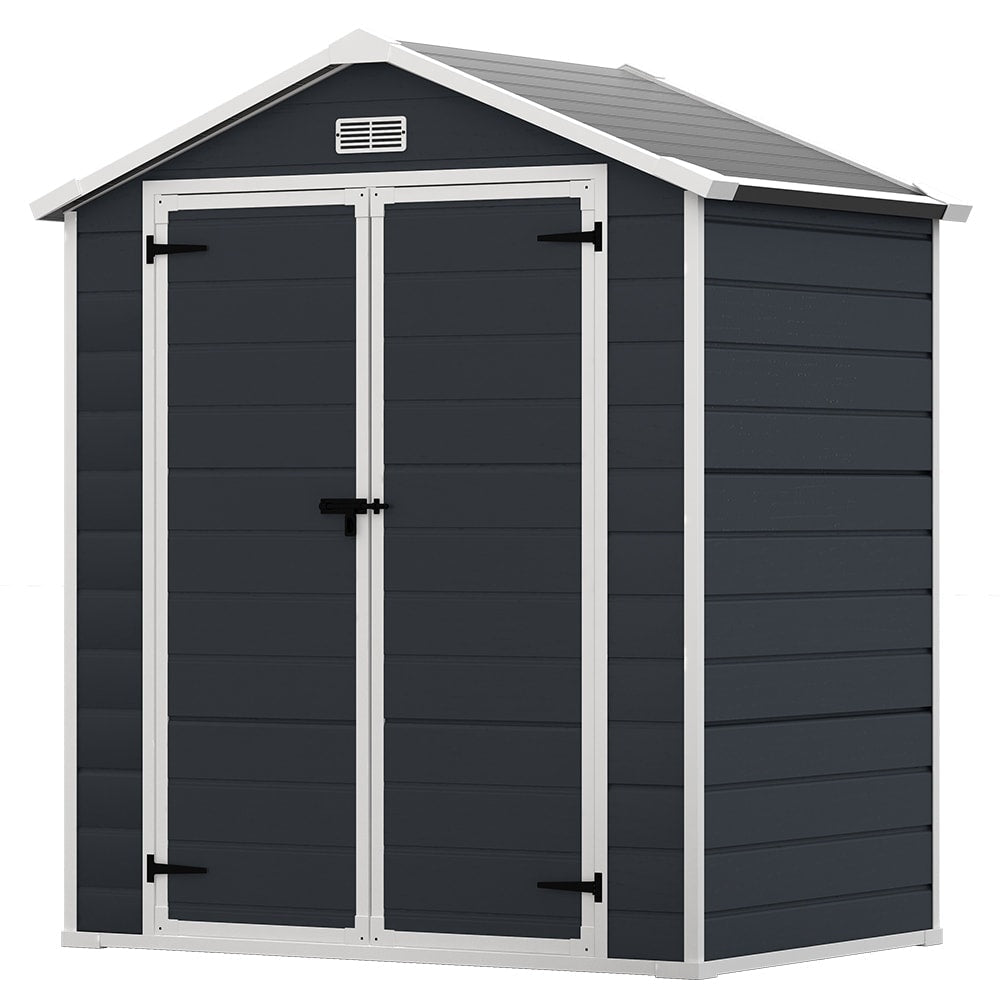Abri de jardin en résine pour extérieur, résistant aux intempéries, avec plancher, modèle Spire Tool Shed, dimensions : 6 pi x 4 pi / 6 pi x 8 pi / 8 pi x 6 pi / 8 pi x 10 pi